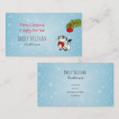 Nieuwsgierig keukenkat in een rode kerstbak visitekaartje (Voorkant / Achterkant)