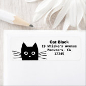 Nieuwsgierig kijkend Black Cat Return Adres Labels (Insitu)