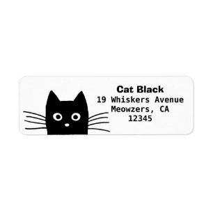 Nieuwsgierig kijkend Black Cat Return Adres Labels
