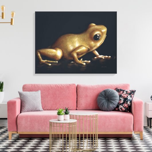 Nieuwsgierig kikkerschilderij canvas afdruk (Insitu (Woonkamer))