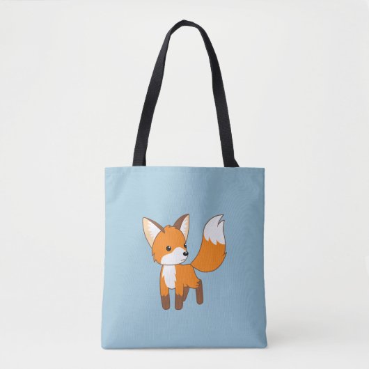 Nieuwsgierig Little Fox Blue Tote Bag (Voorkant)