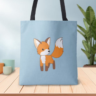 Nieuwsgierig Little Fox Blue Tote Bag