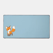 Nieuwsgierig Little Fox op Blauw Bureaumat (Voorkant)