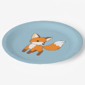 Nieuwsgierig Little Fox op Blauw Papieren Bordje (Gekanteld)