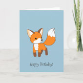 Nieuwsgierig Little Fox op Blauwe Verjaardag Kaart (Voorkant)