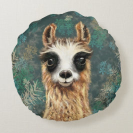 Nieuwsgierig Llama Grappig rond kussen
