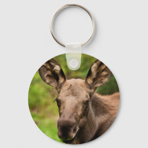 nieuwsgierig Moose Sleutelhanger