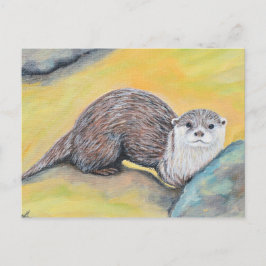 Nieuwsgierig otterschilderen briefkaart