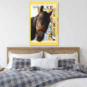 Nieuwsgierig paard dat door het keukenvenster kijk canvas afdruk (Insitu (Slaapkamer))