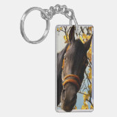 Nieuwsgierig paard dat door het keukenvenster kijk sleutelhanger (Voorkant Links)