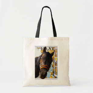 Nieuwsgierig paard dat door het keukenvenster kijk tote bag
