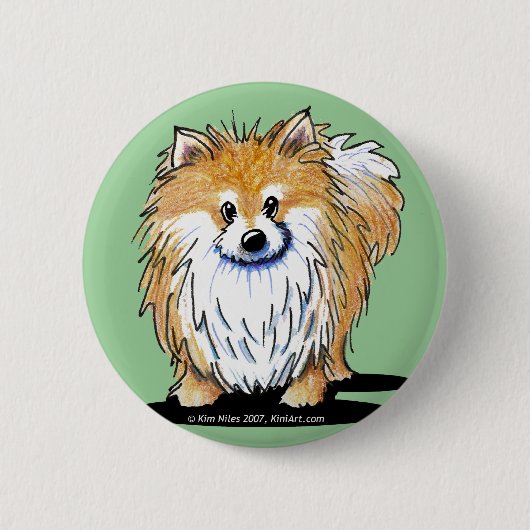 Nieuwsgierig Pommeren Ronde Button 5,7 Cm (Voorkant)