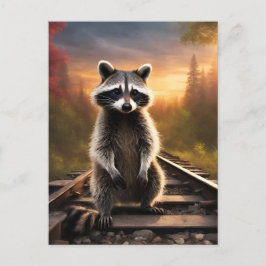 nieuwsgierig Raccoon Briefkaart