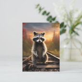 nieuwsgierig Raccoon Briefkaart (Staand voorkant)