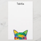 Nieuwsgierig Rainbow Cat Stationery Briefpapier (Voorkant)