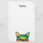 Nieuwsgierig Rainbow Cat Stationery Briefpapier (Voorkant / Achterkant)
