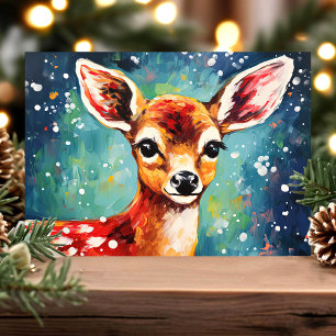 Nieuwsgierig Ree Kleurrijke Winter Kerstmis Feestdagen Kaart
