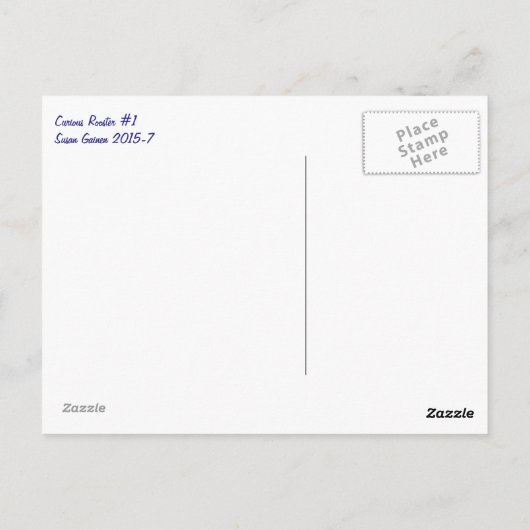 Nieuwsgierig Rooster #1 Briefkaart (Achterkant)