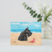 Nieuwsgierig Scottie bij de Beach Briefkaart (Staand voorkant)
