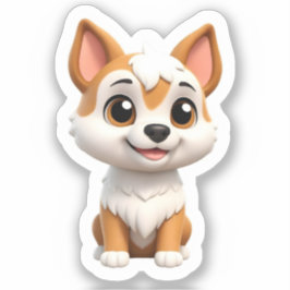 Nieuwsgierig Shiba Puppy Sticker