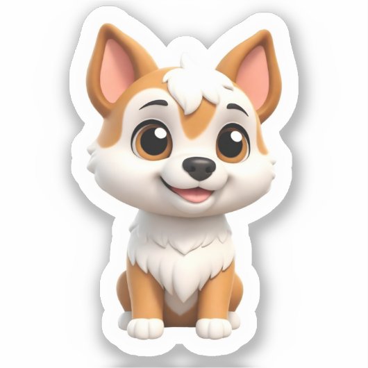 Nieuwsgierig Shiba Puppy Sticker (Voorkant)