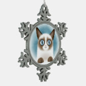 nieuwsgierig Siamese Kitten Tin Sneeuwvlok Ornament (Links)