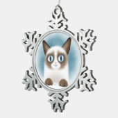 nieuwsgierig Siamese Kitten Tin Sneeuwvlok Ornament (Rechts)