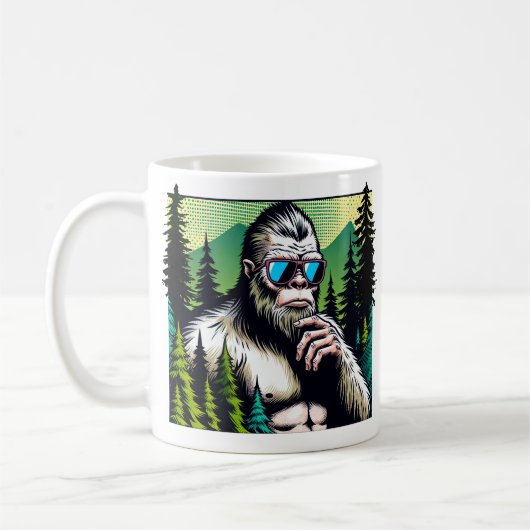 Nieuwsgierig Squatch met Zonnebril Koffiemok (Links)