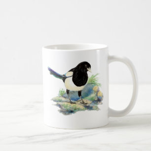 Nieuwsgierig Waterverf Magpie Bird Art Koffiemok