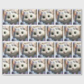 Nieuwsgierig wit kat inpakpapier (Vlak)