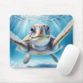 Nieuwsgierig Zee Turtle Mousepad Muismat (Met muis)
