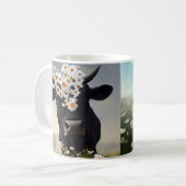 Nieuwsgierig Zwart Angus Koe Mok (Voorkant links)