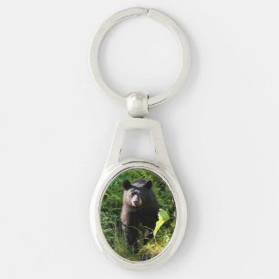 Nieuwsgierig zwart Beer Sleutelhanger