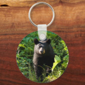 Nieuwsgierig zwart Beer Sleutelhanger (Voorkant)