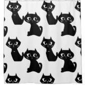 Nieuwsgierig zwart kat douchegordijn (Voorkant)