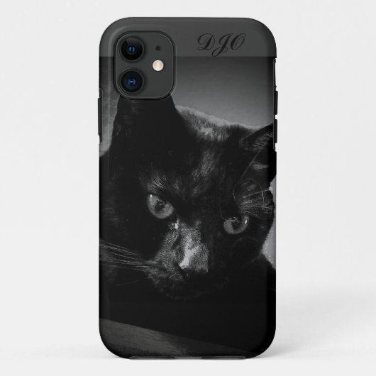 Nieuwsgierig zwart kat en monogram Case-Mate iPhone case (Achterkant)