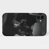 Nieuwsgierig zwart kat en monogram Case-Mate iPhone case (Achterkant (horizontaal))