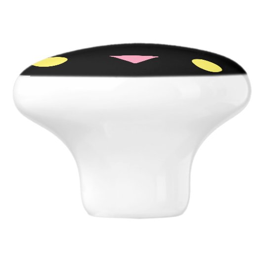 Nieuwsgierig zwart kat | Stripes | Roze en wit Keramische Knop (Zijkant)