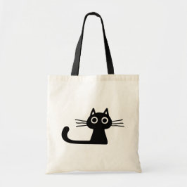 Nieuwsgierig zwart kattenkat Kitten Fun Animal Art Tote Bag