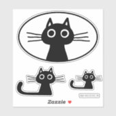 Nieuwsgierig Zwart Kitty Kat | Fun Cat Lover Stick Sticker (Vel)