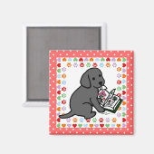 Nieuwsgierig zwart labrador puppy magneet (Voorkant / Achterkant)