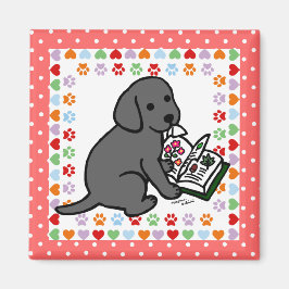 Nieuwsgierig zwart labrador puppy magneet