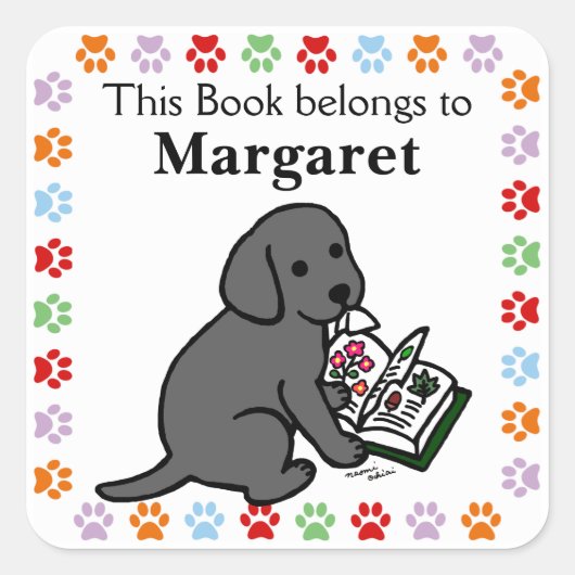 Nieuwsgierig zwart labrador puppy vierkante sticker (Voorkant)