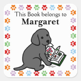 Nieuwsgierig zwart labrador puppy vierkante sticker