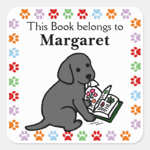 Nieuwsgierig zwart labrador puppy vierkante sticker