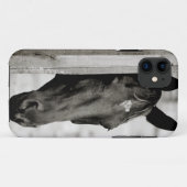 Nieuwsgierig zwart paard Case-Mate iPhone case (Achterkant (horizontaal))