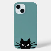 Nieuwsgierig Zwarte Kat | Funny Feline Case-Mate iPhone Case (Achterkant)