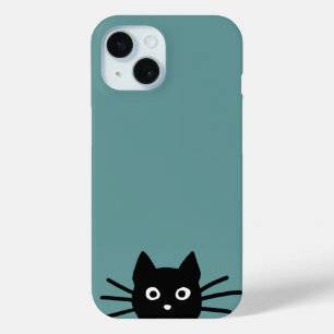 Nieuwsgierig Zwarte Kat   Funny Feline iPhone 15 Case
