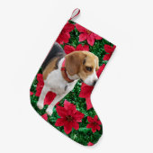 Nieuwsgierige Beagle Poinsettias kerststaart Kleine Kerstsok (Voorkant (Hangend))