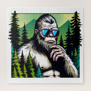 Nieuwsgierige Bigfoot met Zonnebril die zich in he Legpuzzel